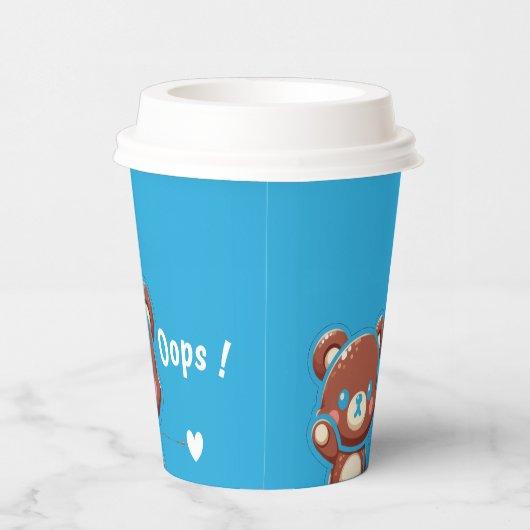 Cute Bear “Oops!” Paper Cup–Kawaii Bear Coffee Cup 紙コップ (右)
