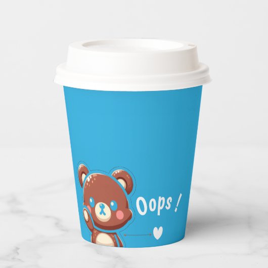 Cute Bear “Oops!” Paper Cup–Kawaii Bear Coffee Cup 紙コップ (正面)