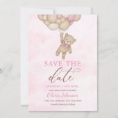 Cute Bear Pink Save the Date 招待状 (正面)