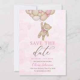Cute Bear Pink Save the Date 招待状