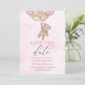 Cute Bear Pink Save the Date 招待状 (スタンド正面)