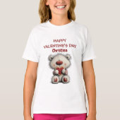 Cute Bear Red Happy Valentines Day Custom Name  Tシャツ (正面)