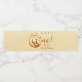 Cute Bear Sleep On The Moon 1st Birthday ペットボトルラベル (シングルラベル)