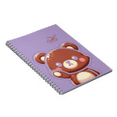 Cute Bear Spiral Notebook–Purple Teddy Bear Design ノートブック (右側)