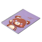 Cute Bear Spiral Notebook–Purple Teddy Bear Design ノートブック (左側)