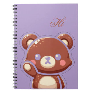 Cute Bear Spiral Notebook–Purple Teddy Bear Design ノートブック