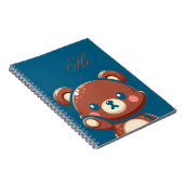 Cute Bear Spiral Notebook – Teal Blue Teddy Bear ノートブック (右側)