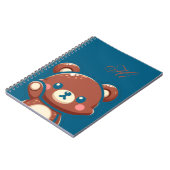 Cute Bear Spiral Notebook – Teal Blue Teddy Bear ノートブック (左側)