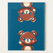 Cute Bear Spiral Planner – Teal Blue Teddy Bear  プランナー手帳 (裏面)