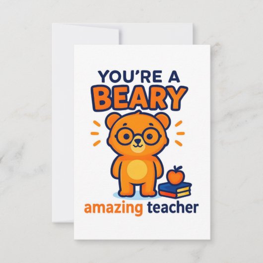 Cute Bear Teacher Appreciation Card サンキューカード (正面)