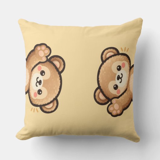 Cute Bear Throw Pillow | Kawaii Home Decor Cushion クッション (正面)