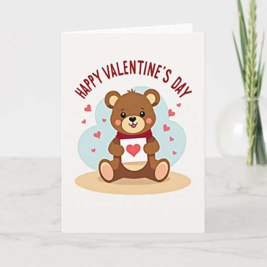 Cute Bear Valentines Heart Card カード (正面)