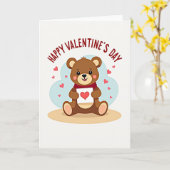 Cute Bear Valentines Heart Card カード (黄色い花)