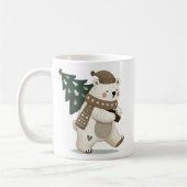 Cute Bear with Christmas Tree Drawing  コーヒーマグカップ (左)