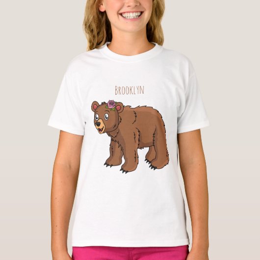 Cute bear with flower cartoon illustration  tシャツ (正面)