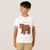 Cute bear with flower cartoon illustration tシャツ (正面フル)