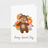 Cute Bear with Flowers Greeting Card  シーズンカード (正面)
