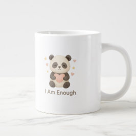 Cute Bear with Pink Heart — I Am Enough mug ジャンボコーヒーマグカップ
