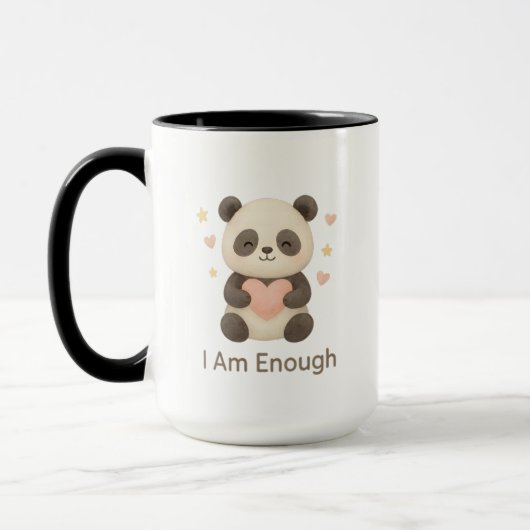 Cute Bear with Pink Heart — I Am Enough mug マグカップ (左)