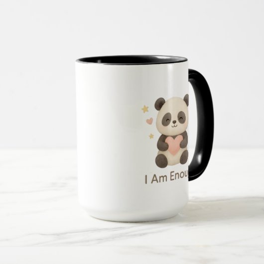 Cute Bear with Pink Heart — I Am Enough mug マグカップ (正面右)