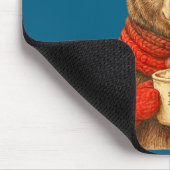 Cute Bear With Santa Hat Coffee Lover Funny Winter マウスパッド (コーナー)