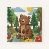 Cute Bear Woodland Animal Kids Sketchbook ノートブック (正面)