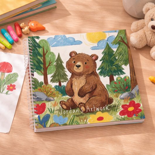 Cute Bear Woodland Animal Kids Sketchbook ノートブック