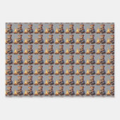 cute bear Wrapping Paper Flat Sheet Set of 3 ラッピングペーパーシート (正面3)