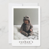 Cute Bear-y First Birthday Photo Rounded 招待状 (裏面)