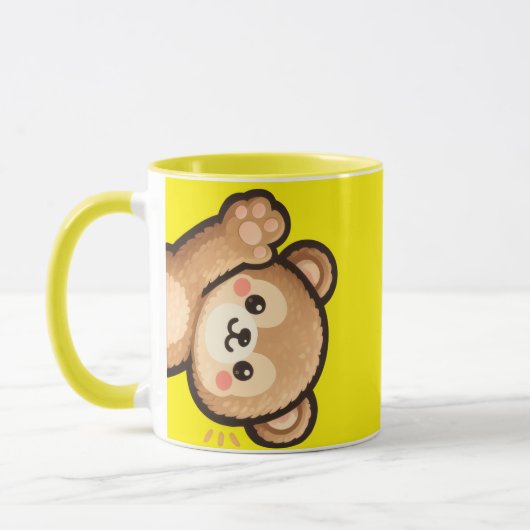 Cute Bear Yellow Mug | Kawaii Coffee Cup マグカップ (左)