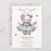 Cute bearly sweet  girl birthday  Invitation 招待状 (正面/裏面)