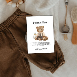 Cute Bearly Wait Football Sport Boy Baby Shower サンキューカード