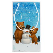 cute bears building a snowman スモールペーパーバッグ (裏面)
