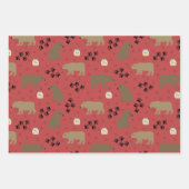 Cute Bears Footprints and Honey on Pink Blue & Red ラッピングペーパーシート (正面3)