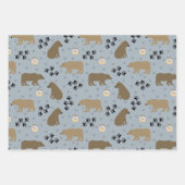 Cute Bears Footprints and Honey on Pink Blue & Red ラッピングペーパーシート (正面2)