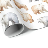 Cute Bears on White ラッピングペーパー (ロールコーナー)