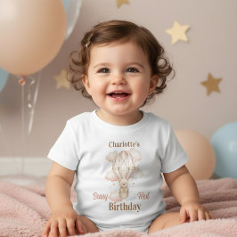Cute Beary First Girl Birthday  ベビーTシャツ