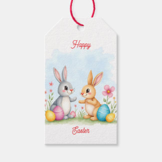 Cute Beautiful Easter Bunnies Modern Collection ギフトタグ