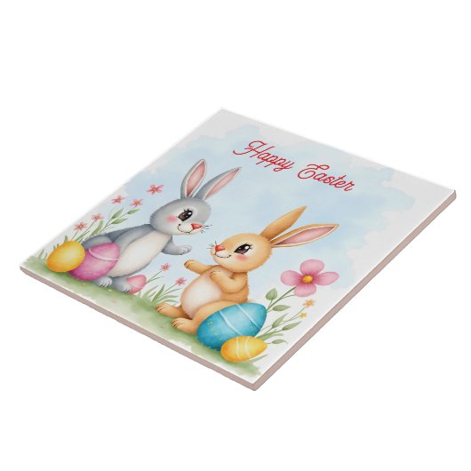 Cute Beautiful Easter Bunnies Modern Collection タイル (側面)