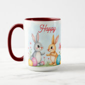 Cute Beautiful Easter Bunnies Modern Collection マグカップ (左)