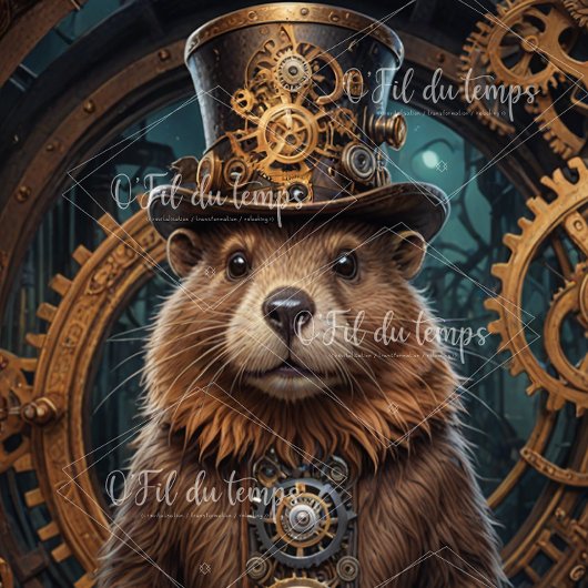 Cute Beaver Steampunk with Hat  薄葉紙