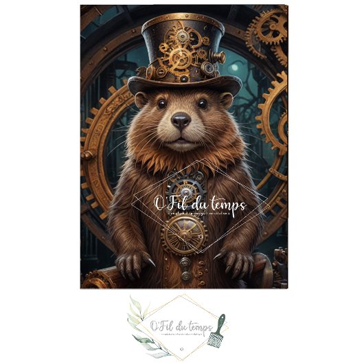 Cute Beaver Steampunk with Hat 薄葉紙