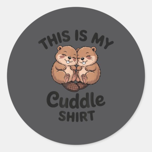 Cute Beavers This Is My Cuddle  ラウンドシール (正面)