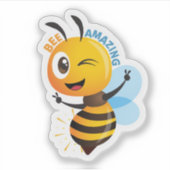 Cute Bee “Amazing” Sticker | Positive Motivation  シール (正面)