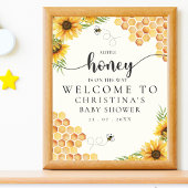 Cute Bee and Sunflower Baby shower ポスター