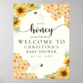 Cute Bee and Sunflower Baby shower ポスター (正面)