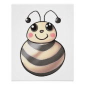 Cute Bee Cartoon, Smiling Bee Drawing, Bee ポスター (正面)