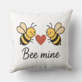 Cute Bee Couple “Bee Mine” Love Throw Pillow クッション (裏面)