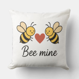 Cute Bee Couple “Bee Mine” Love Throw Pillow クッション