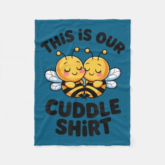 Cute Bee Couple Cuddle Funny Romantic フリースブランケット (正面)